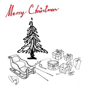 300x300 Santa Sleigh Drawings Fine Art America - Santa Sled Drawing