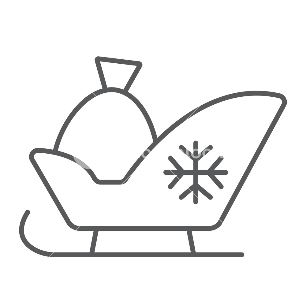 1000x1000 santa sleigh thin line icon, sledge and winter, sled sign, vector - Santa Sled Drawing