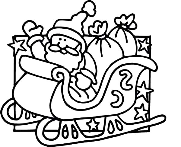 600x487 santa sleigh colouring santa and sleigh drawing at getdrawings - Santa Sleigh Drawing