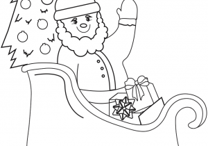 300x210 santa sleigh drawing outlined santa sleigh illustration - Santa Sleigh Drawing