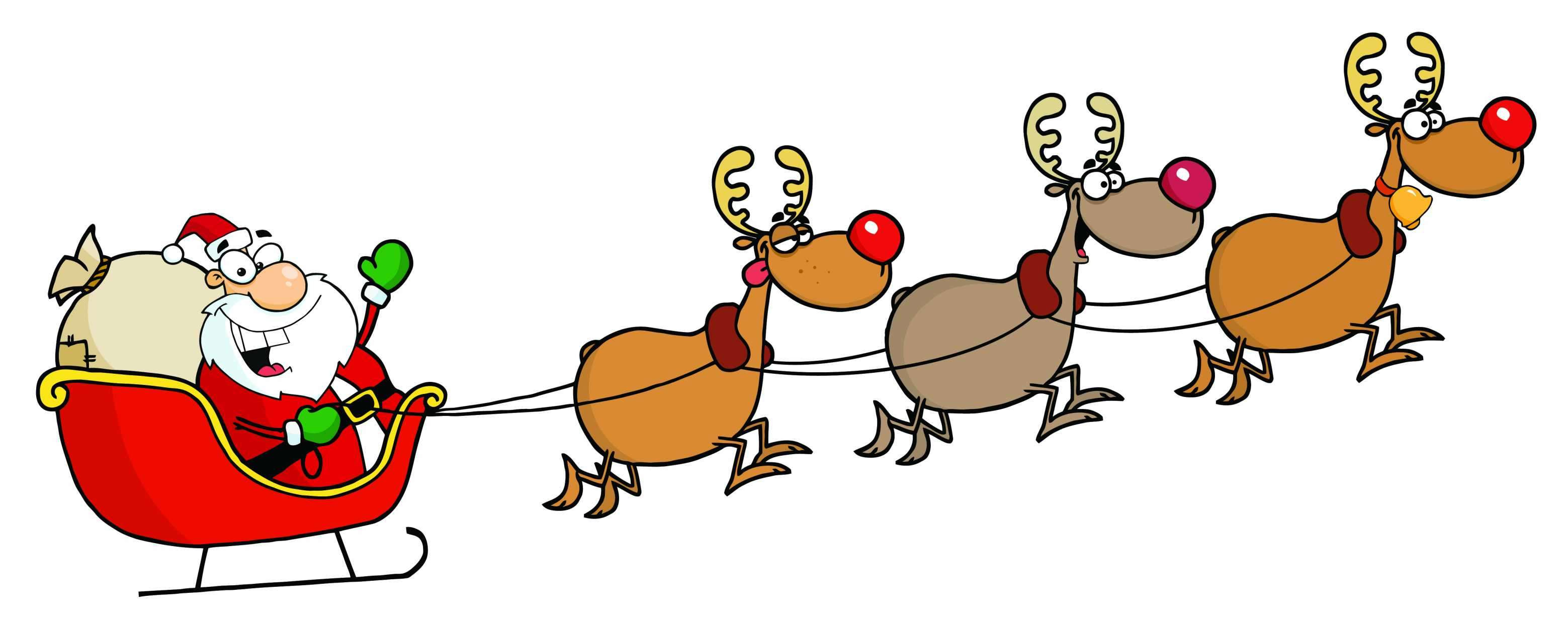 3118x1252 luxury santa sleigh clipart - Santa Sleigh Drawing