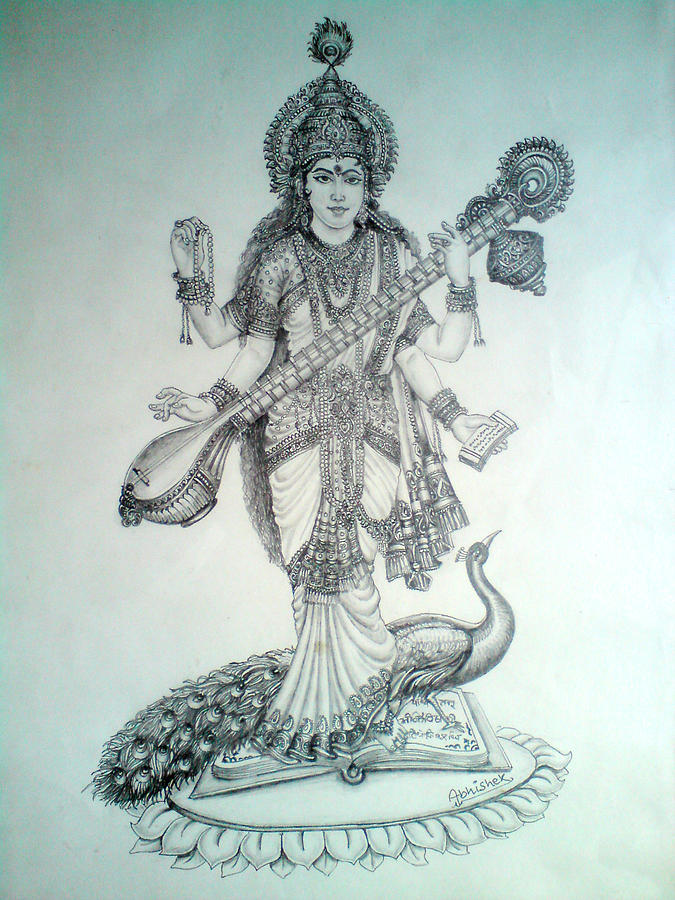 Featured image of post Beautiful Maa Saraswati Drawing Devi maa saraswati full hd wallpapers