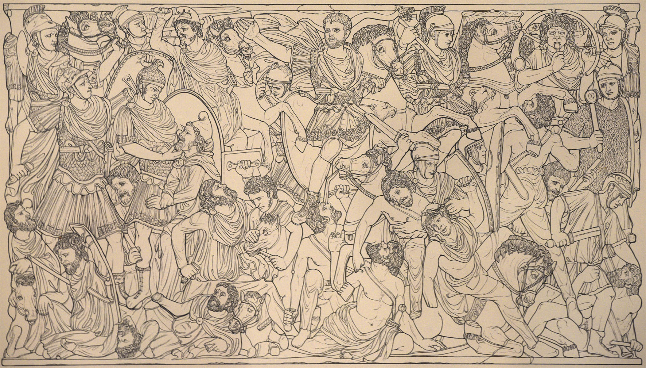 2104x1200 sarcophagus with battle scene know as the great ludovisi - Sarcophagus Drawing