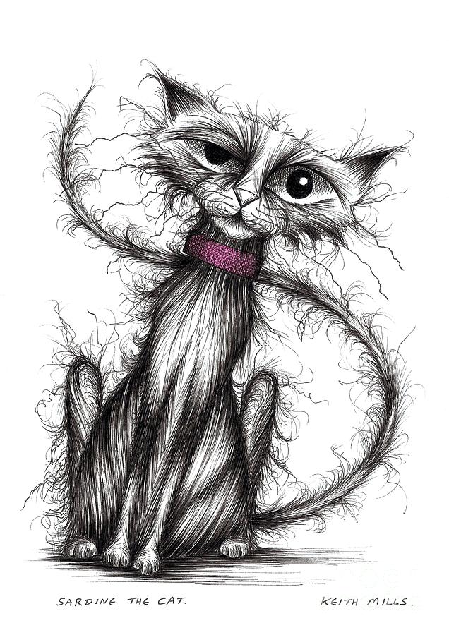 636x900 Sardine The Cat Drawing - Sardine Drawing