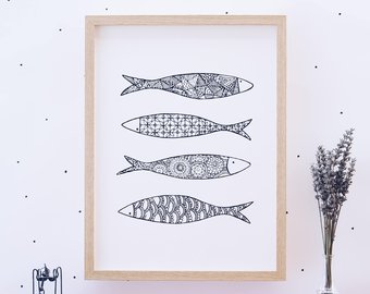 340x270 Sardine Drawing Etsy - Sardine Drawing