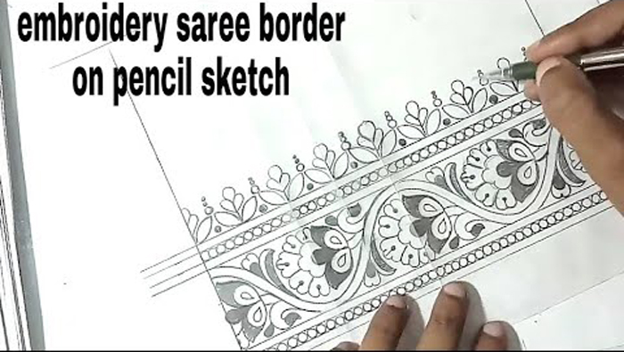 700x395 How To Draw Saree Border Design, Pencil Sketch - Saree Drawing