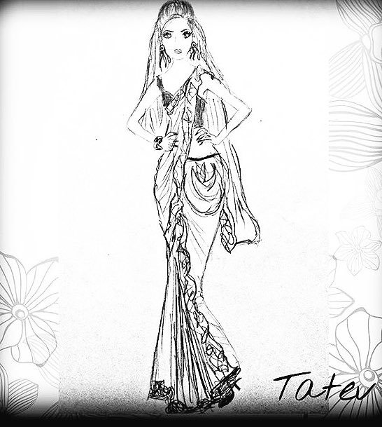 546x609 Tatev On Twitter - Saree Drawing