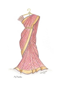200x275 Wedding Dress Sketch Gallery Dreamlines Sketches - Saree Drawing