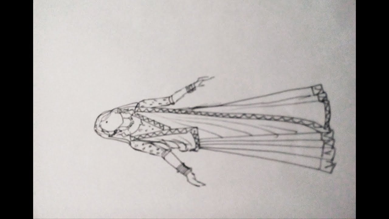 1280x720 how to draw bengali sari easily - Sari Drawing