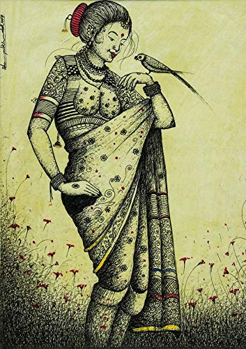 353x500 Traditional Woman In Sari - Sari Drawing