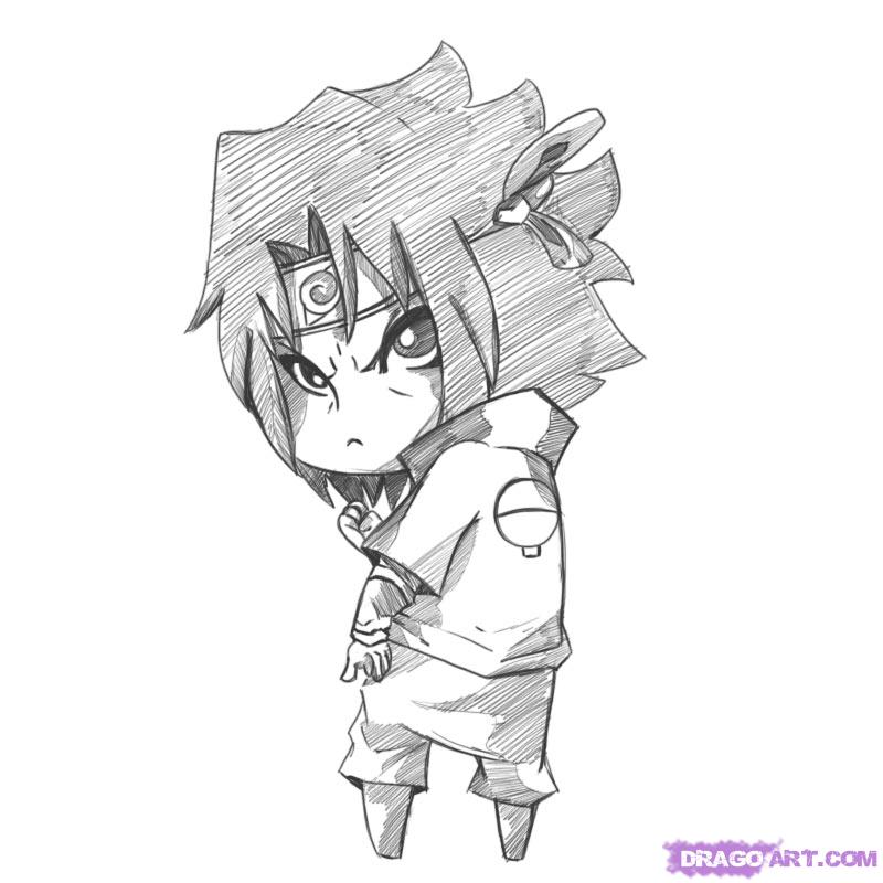 800x800 How To Draw Chibi Sasuke, Step - Sasuke Uchiha Drawing Easy