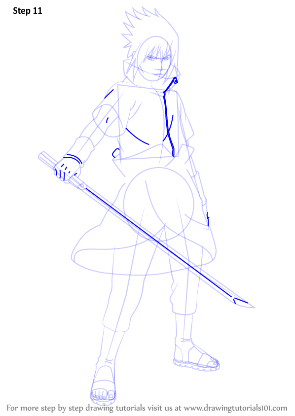 598x844 Learn How To Draw Sasuke Uchiha From Naruto - Sasuke Uchiha Drawing Easy