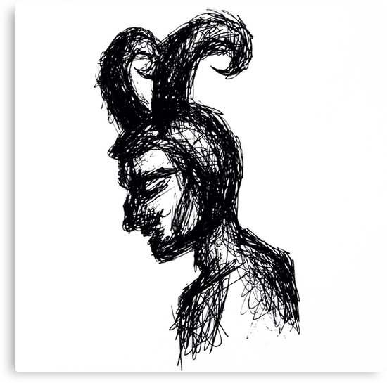 550x545 sad satan canvas print - Satan Drawing