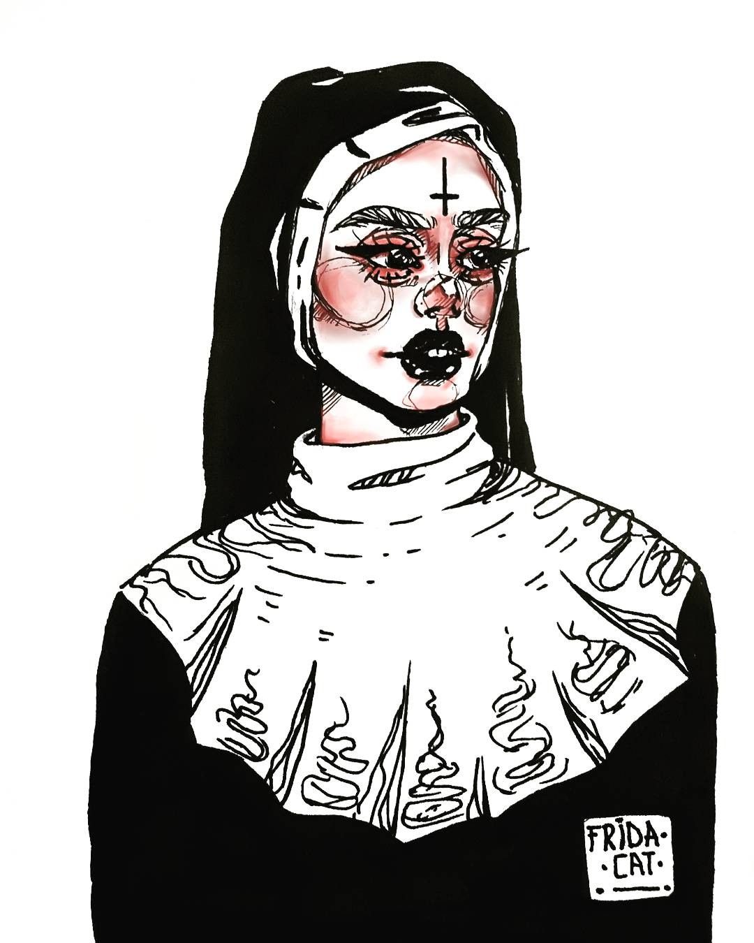1080x1350 dark nun - Satan Drawing