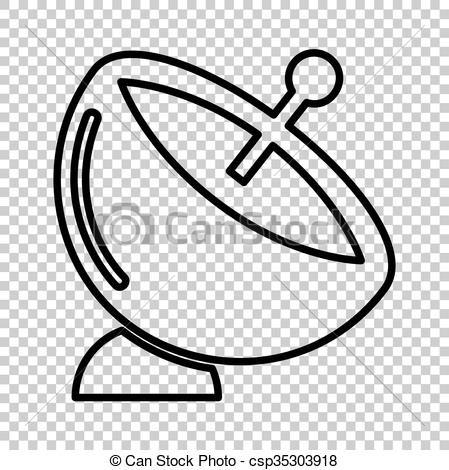 449x470 satellite dish sign line icon on transparent background vector - Satellite Dish Drawing