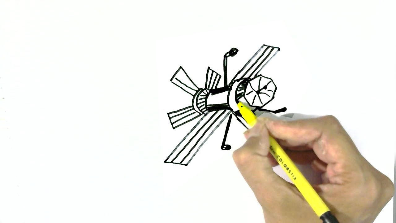1280x720 how to draw a satellite in easy steps for children beginners - Satellite Drawing