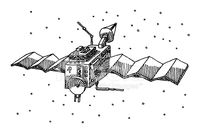 660x440 satellite drawing stock vector - Satellite Drawing