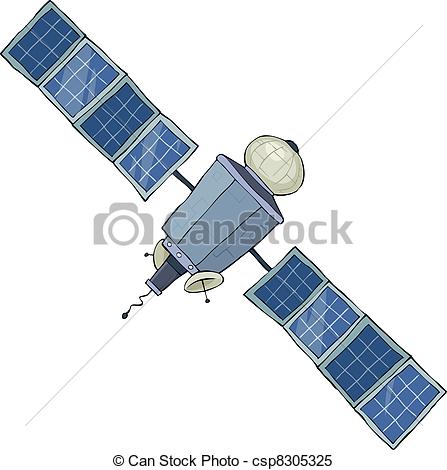 447x470 space satellite on a white background, vector - Satellite Drawing Clip Art