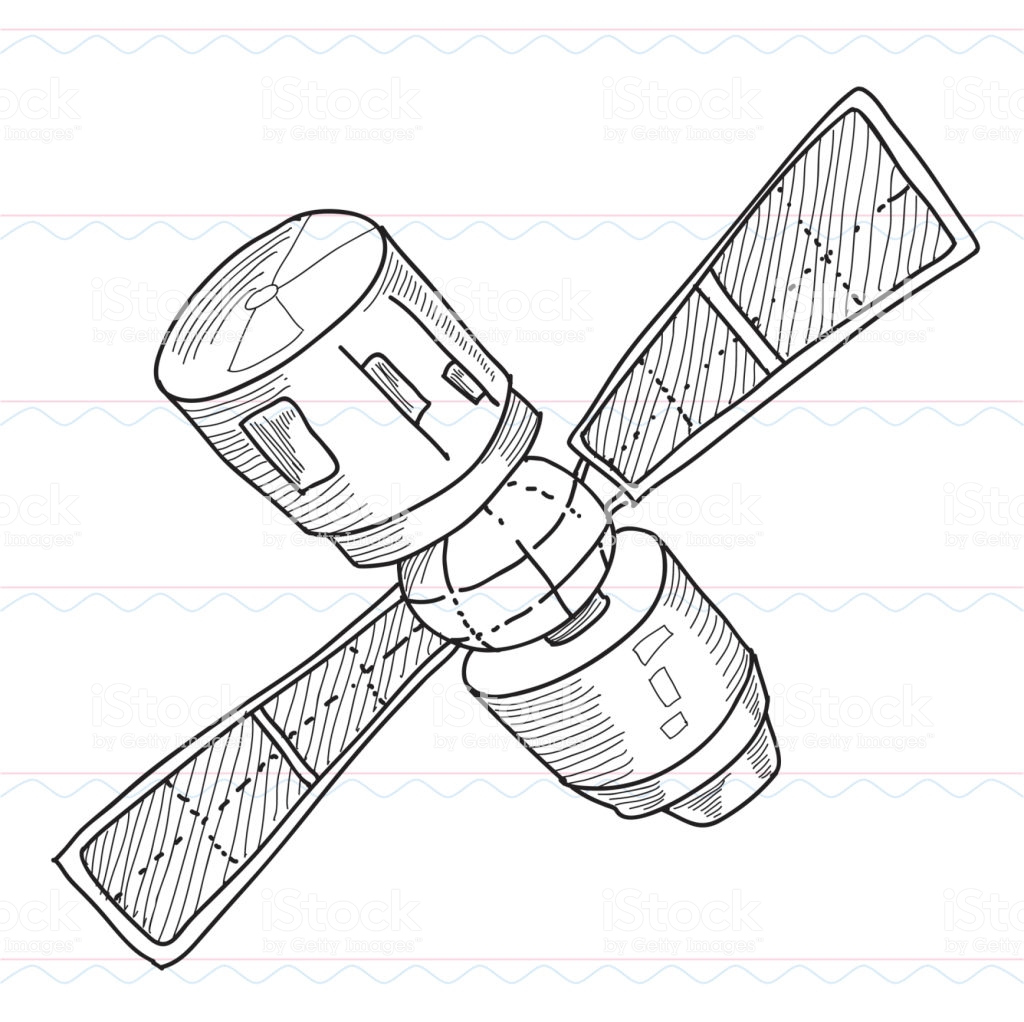 Спутник рисунок карандашом