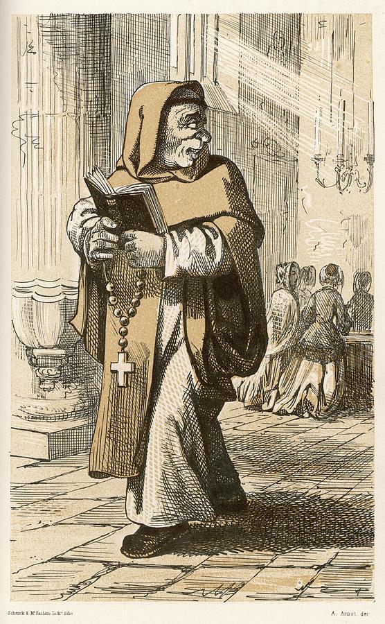 556x900 Monachus Carmelita A Satirical Drawing Drawing - Satirical Drawing