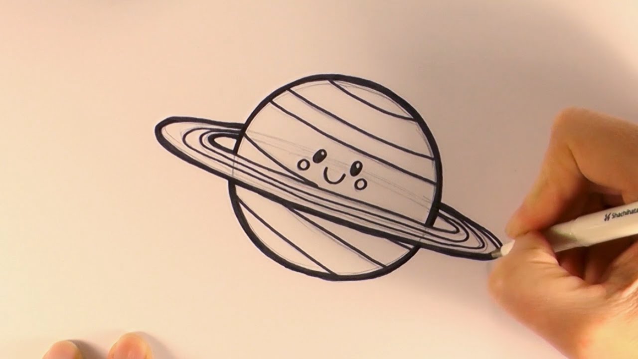 1280x720 How To Draw A Cartoon Planet Saturn - Saturn Drawing