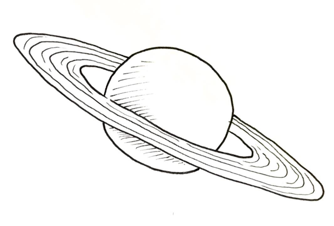 Space Drawing Saturn. 