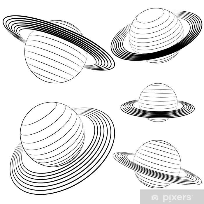 700x700 isolated saturn planet line drawing pack vector wall mural - Saturn Drawing