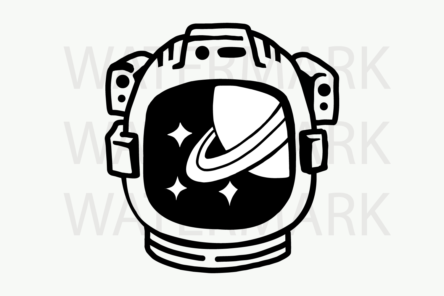1500x1000 Astronaut Helmet With Saturn And Stars - Saturn Drawing