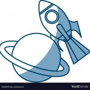 300x300 Rocket Space With Saturn Planet Vector Lazttweet - Saturn Planet Drawing