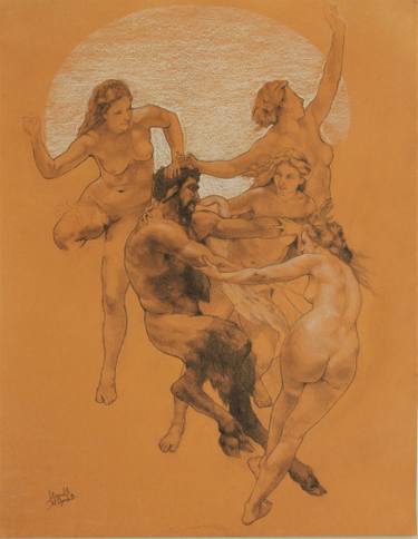 375x484 Satyr And Nymph Drawing - Satyr Drawing