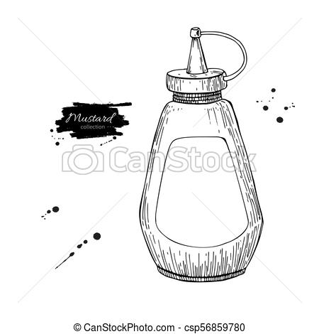 450x470 mustard, ketchup or mayonnaise sauce bottle vector drawing food - Sauce Drawing