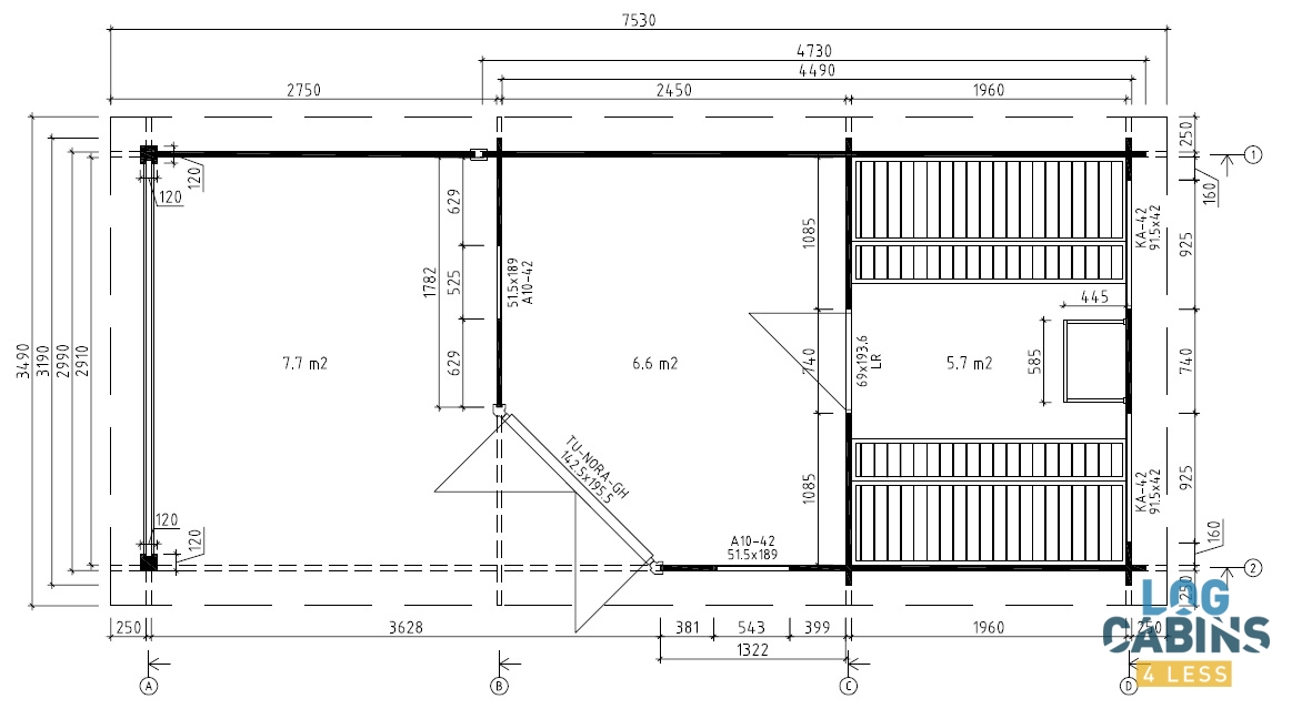 1163x639 Garden Sauna Cabin Paula X M - Sauna Drawing