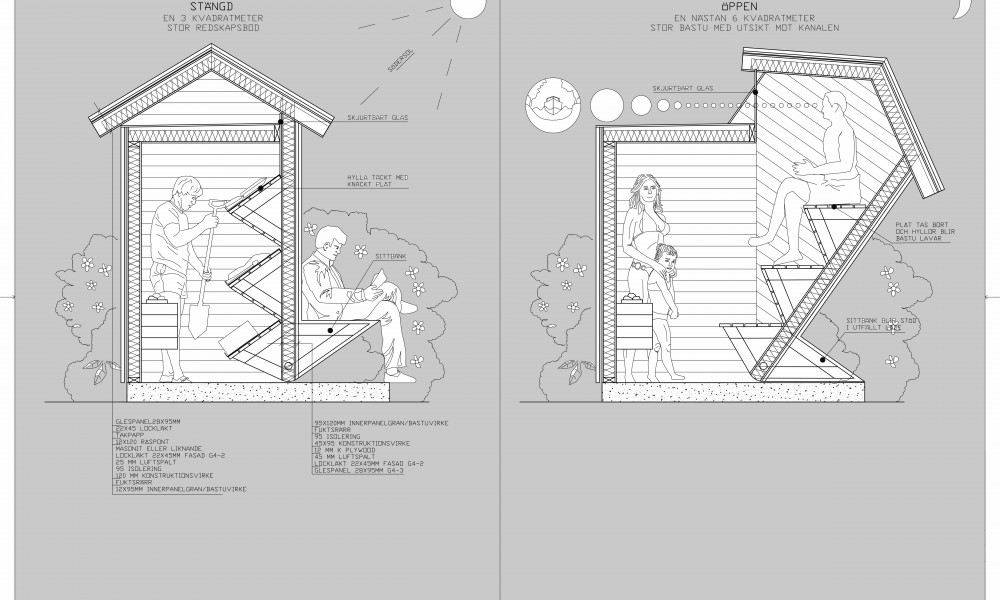 1000x600 fold out sauna anders berensson architects - Sauna Drawing
