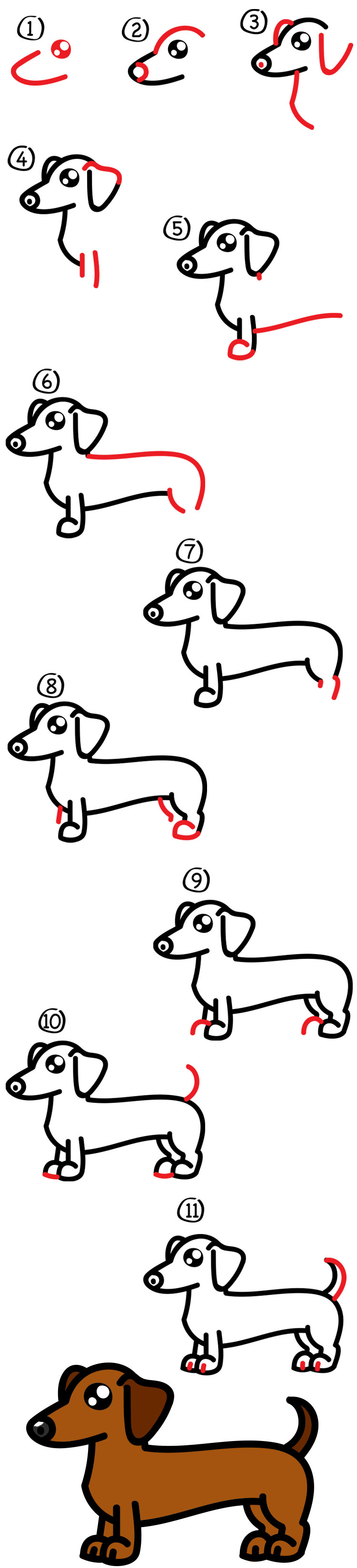 750x3297 how to draw a dachshund - Sausage Dog Drawing