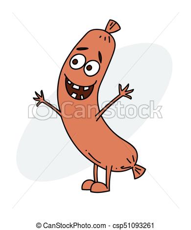 390x470 funny sausage character cartoon hand drawn image original - Sausage Drawing