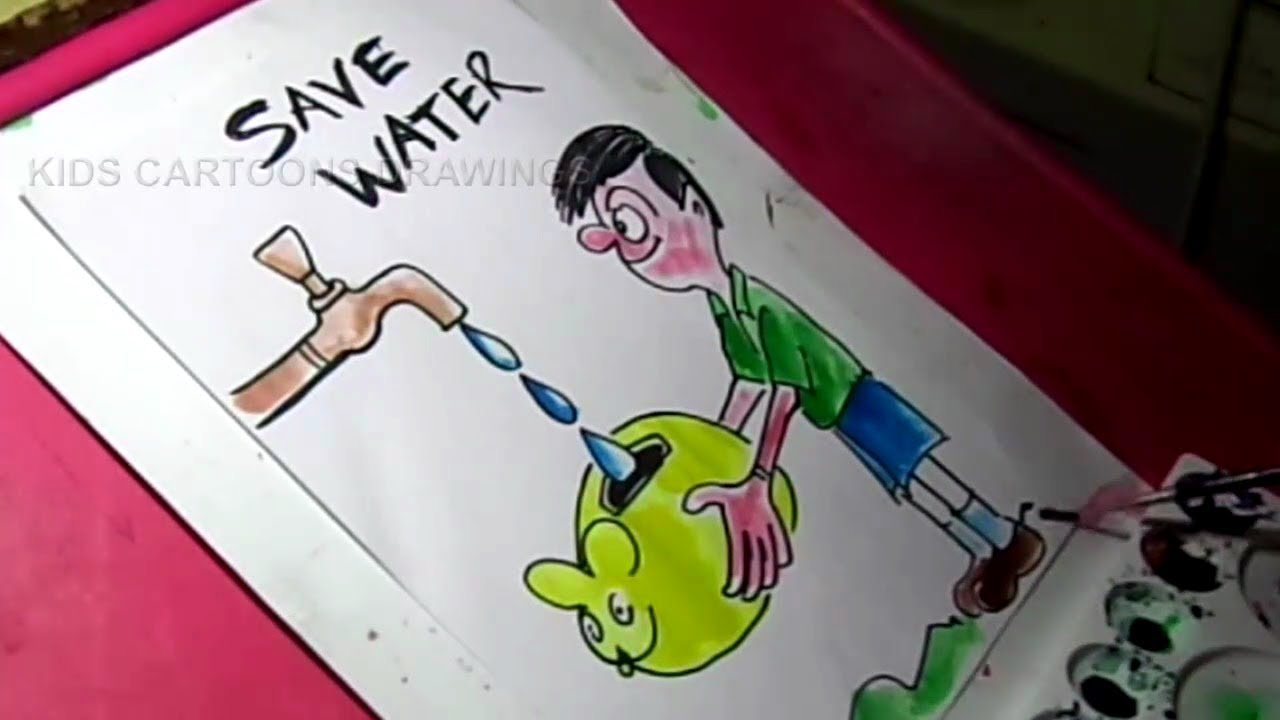 1280x720 How To Draw Save Water Color Drawing For Kids - Save Drawing