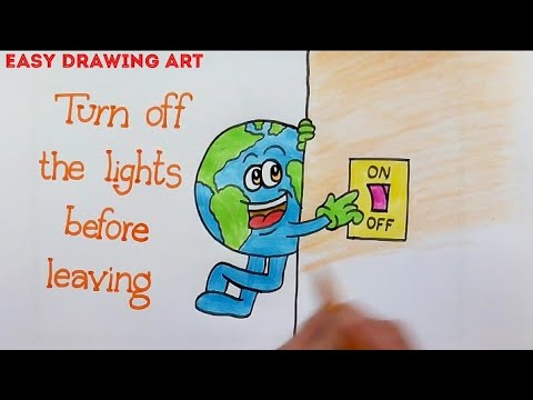 480x360 How To Draw Save Electricity Poster Drawing For Kids - Save Electricity Drawing