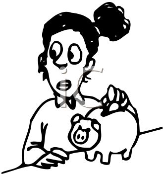 329x350 girl saving money - Save Money Drawing