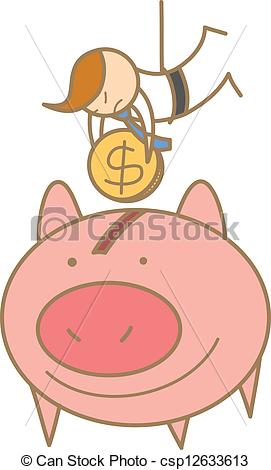 271x470 Cartoon Character Of Man Hanging To Save Money - Save Money Drawing