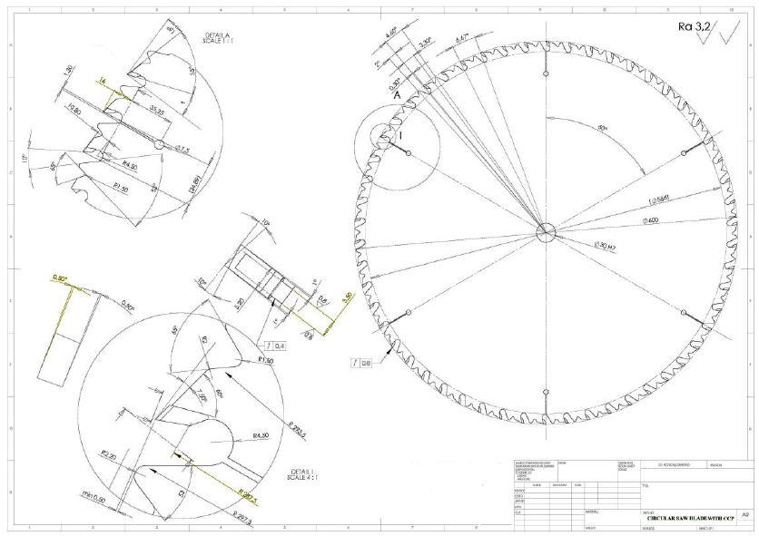 836x591 teeth parameters for a circular saw blade made of cemented carbide - Saw Blade Drawing