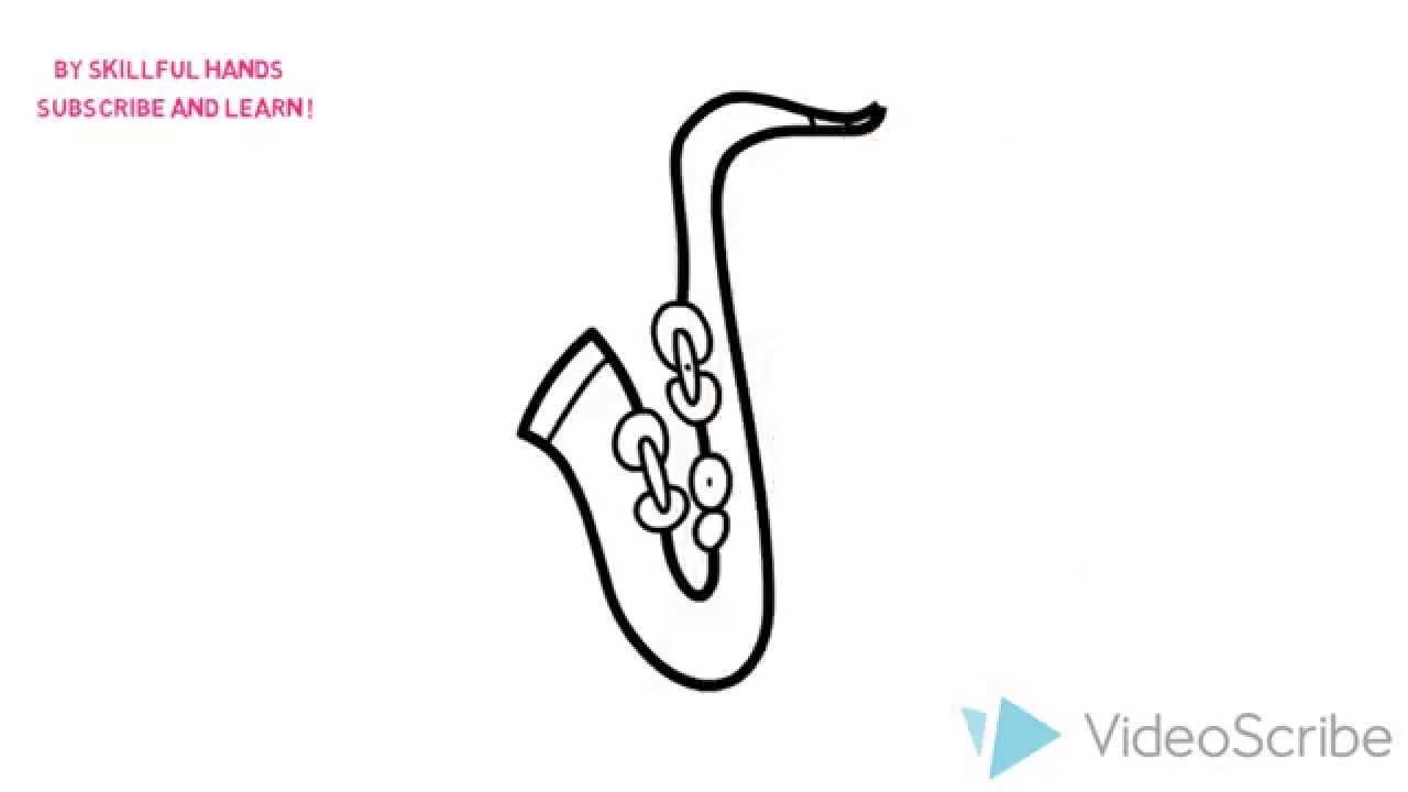 1280x720 how to draw a saxophone kak narisovat saksofon - Sax Drawing