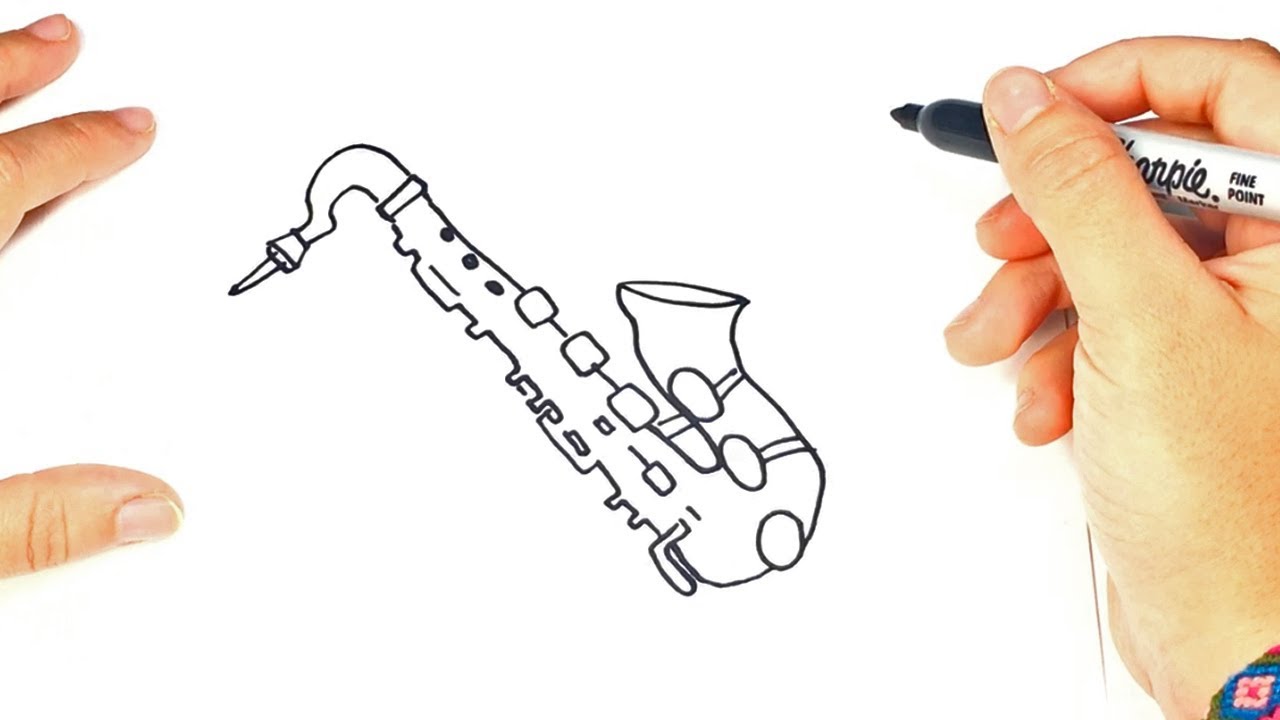 1280x720 how to draw a saxophone saxophone easy draw tutorial - Sax Drawing