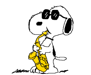 300x250 snapoopy from charlie brown playing the sax drawing - Sax Drawing