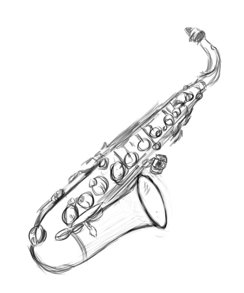 500x601 mouseandcat daily drawing jazz - Sax Drawing