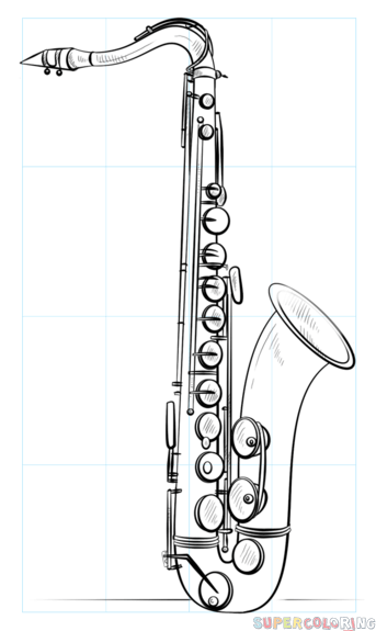 343x575 saxophone drawing pencil for free download - Sax Drawing