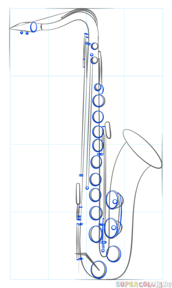 343x575 how to draw saxophone step - Saxophone Drawing