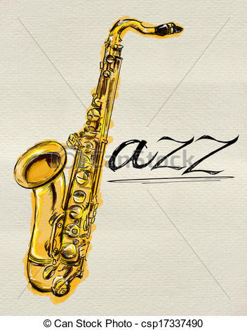 352x470 jazz saxophone painting - Saxophone Drawing