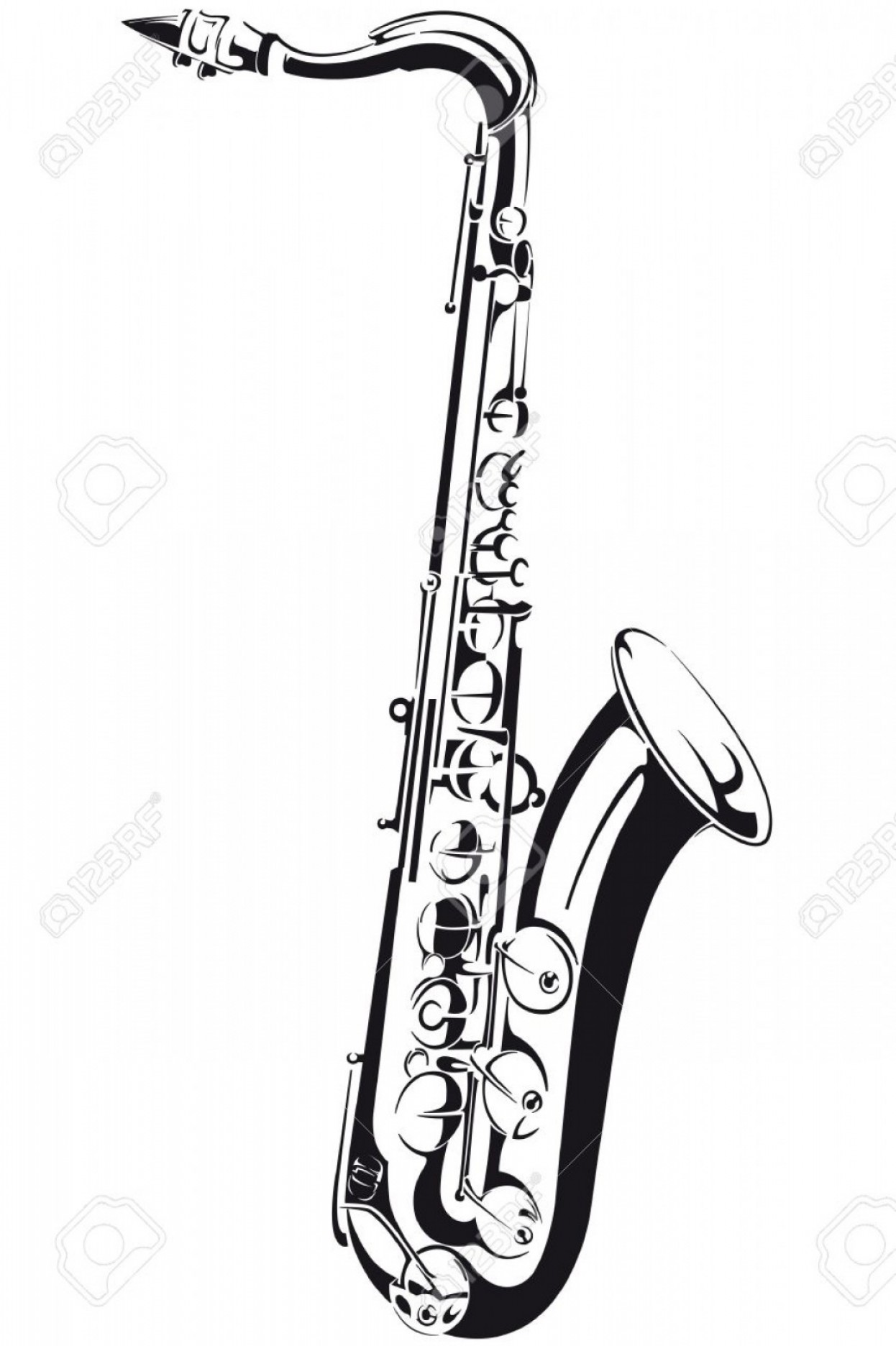 1246x1872 photoline drawing of a saxophone isolated on background soidergi - Saxophone Drawing