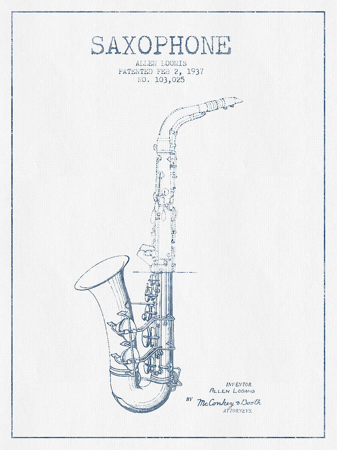 675x900 saxophone patent drawing - Saxophone Drawing