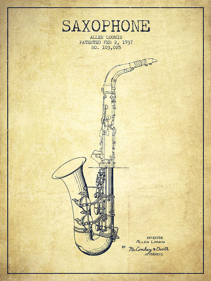675x900 saxophone patent drawing - Saxophone Drawing